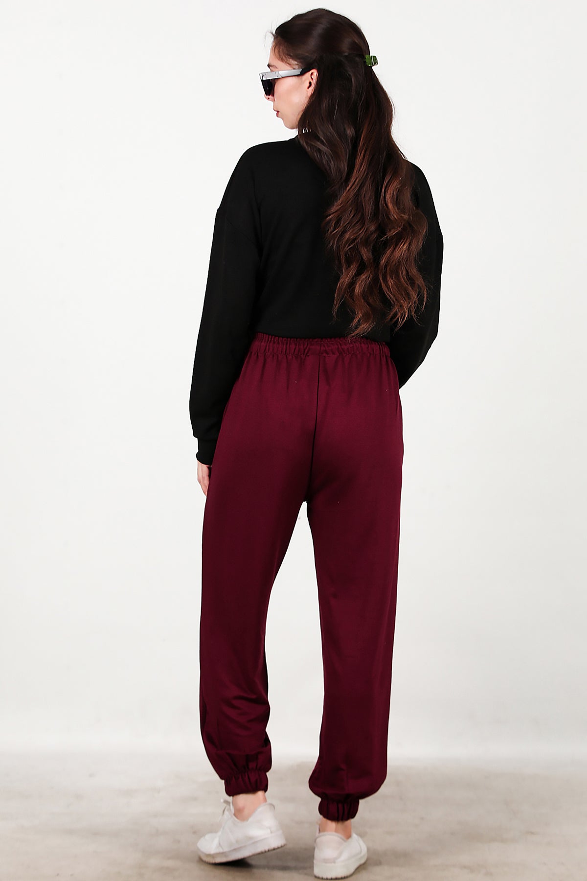 Kadın Paça Lastikli Oversize Eşofman Bordo
