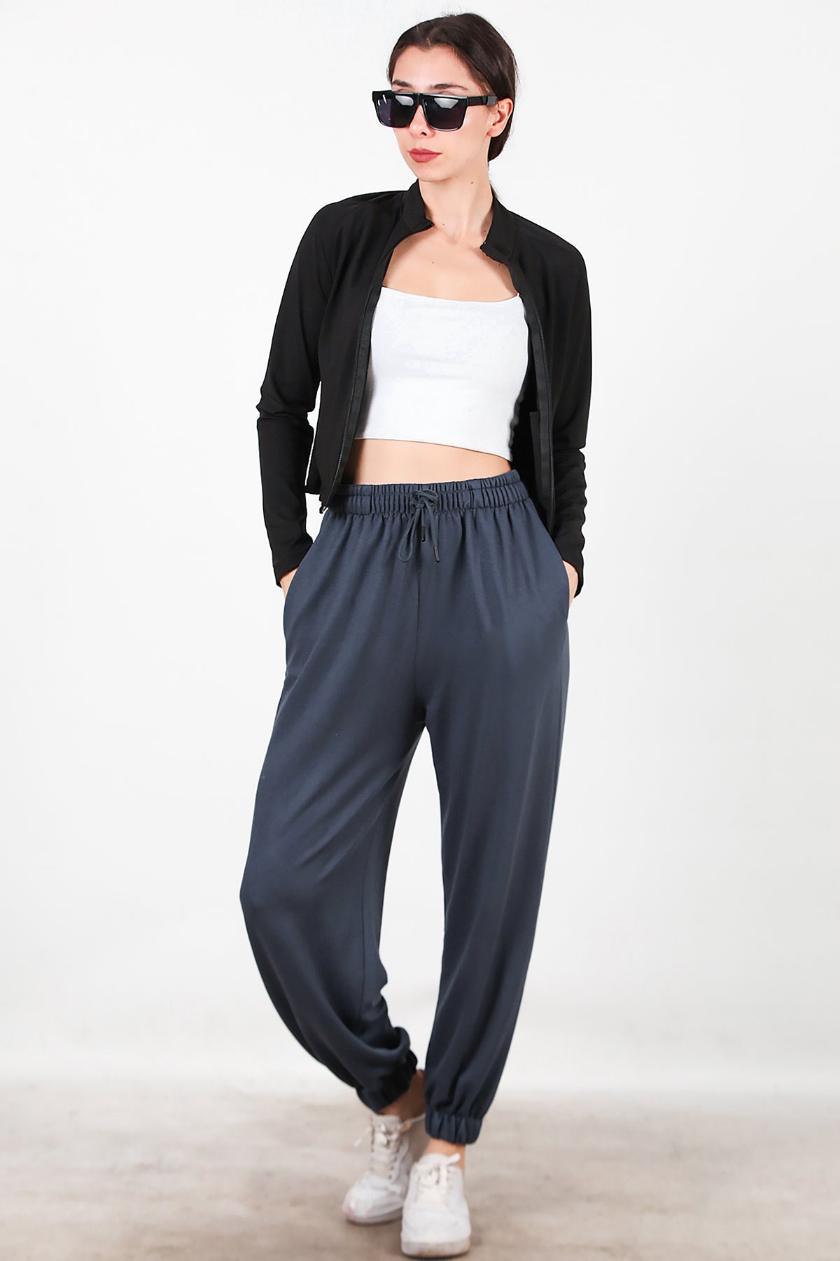 Kadın Paça Lastikli Oversize Eşofman Füme