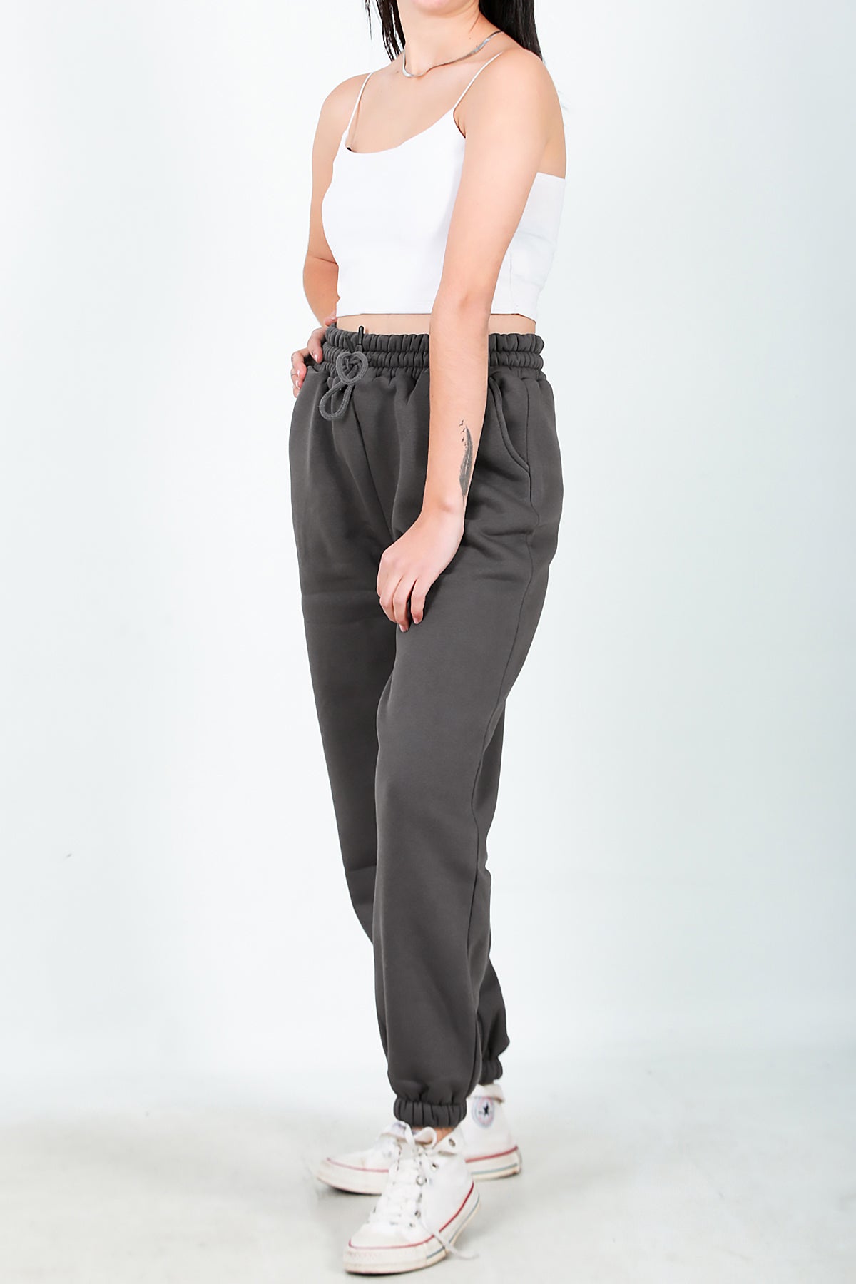 Kadın Paça Lastikli İçi Şardonlu Eşofman Altı Antrasit