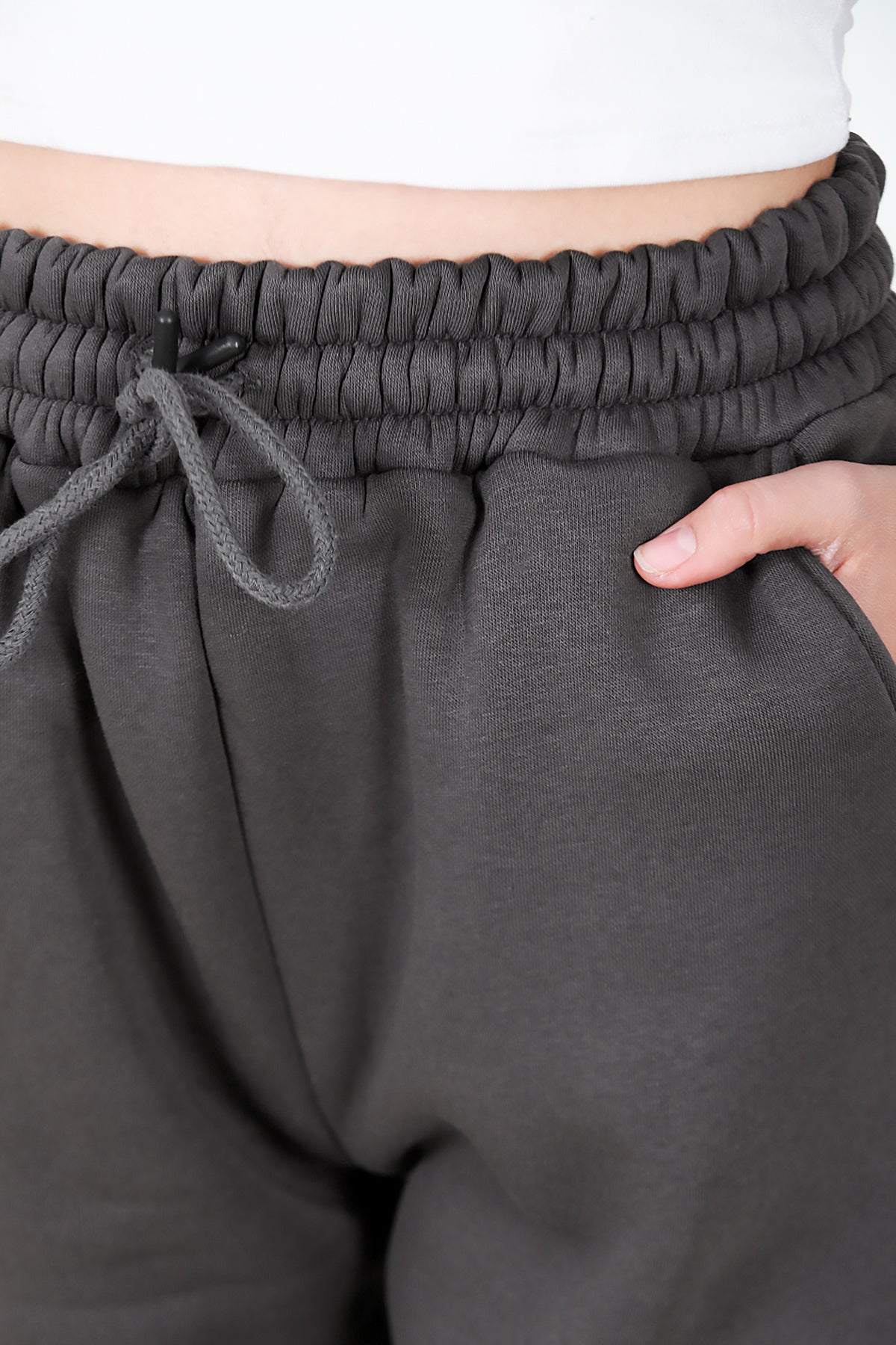 Kadın Paça Lastikli İçi Şardonlu Eşofman Altı Antrasit