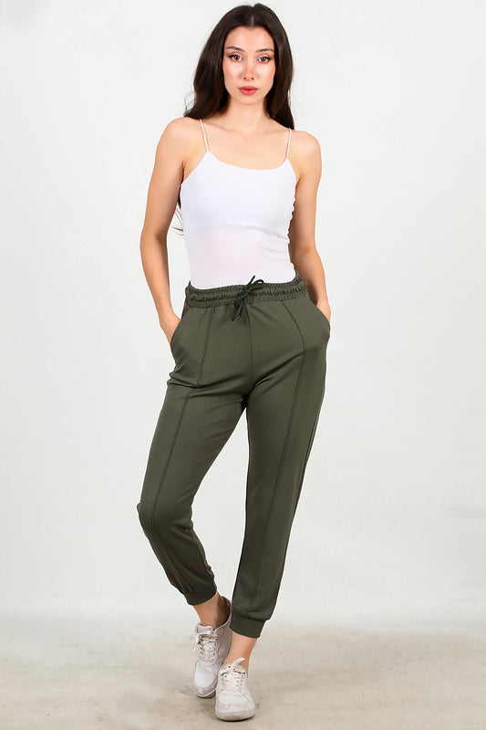 Kadın Paça Manşet Çimalı Eşofman Haki