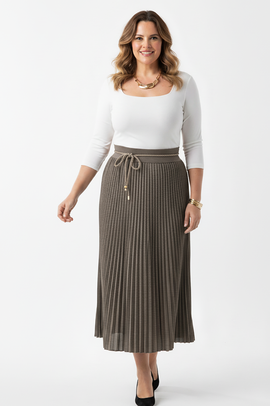 Büyük Beden Su Yolu Uzun Etek Kahverengi