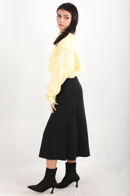 Selamidi Kadın Selanik Midi Boy Etek Siyah