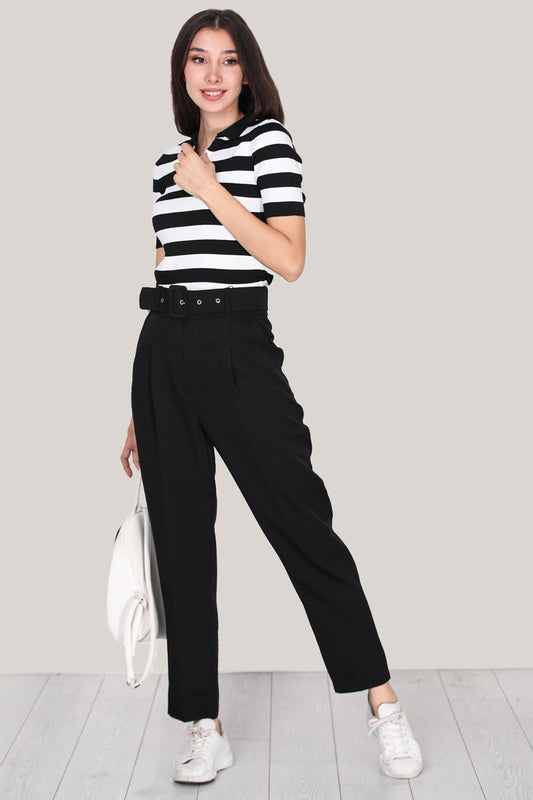 Kadın Kemerli Pantolon Siyah