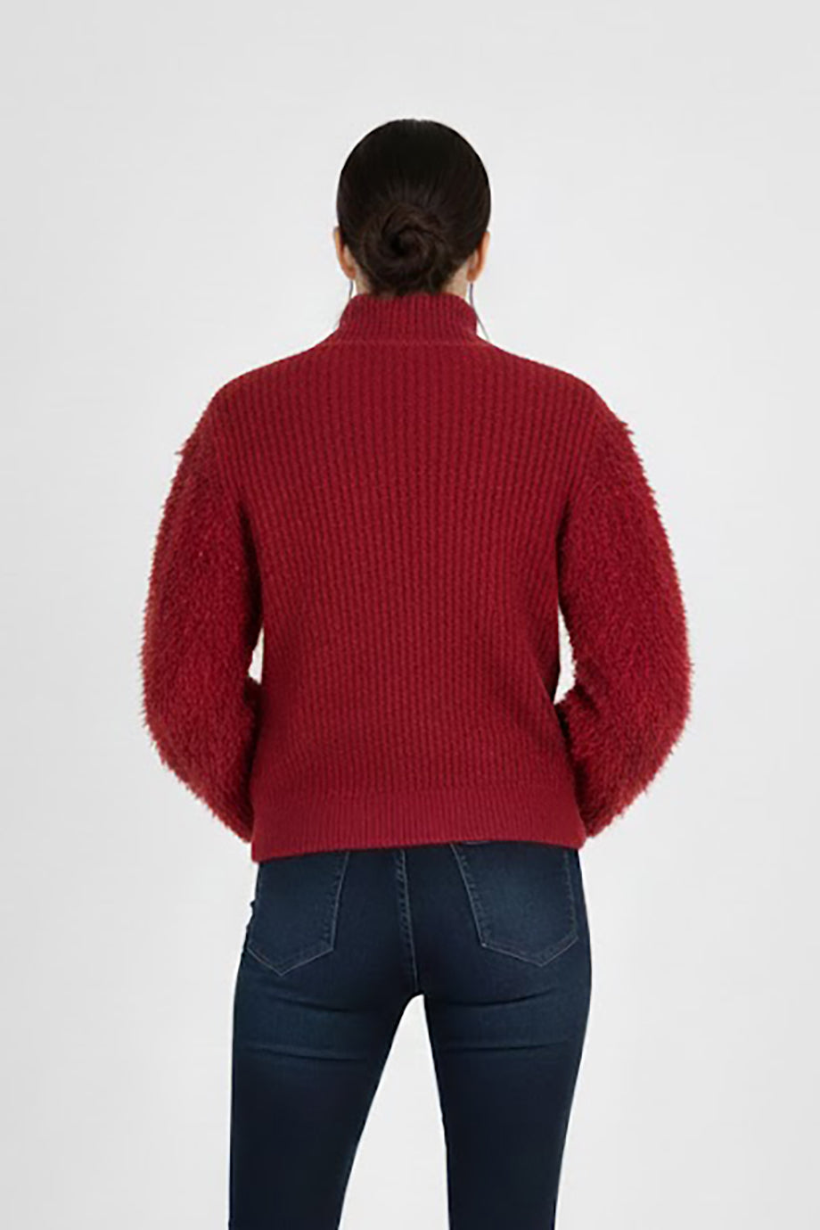 Wave Kadın Saçaklı Fermuarlı Hırka Bordo