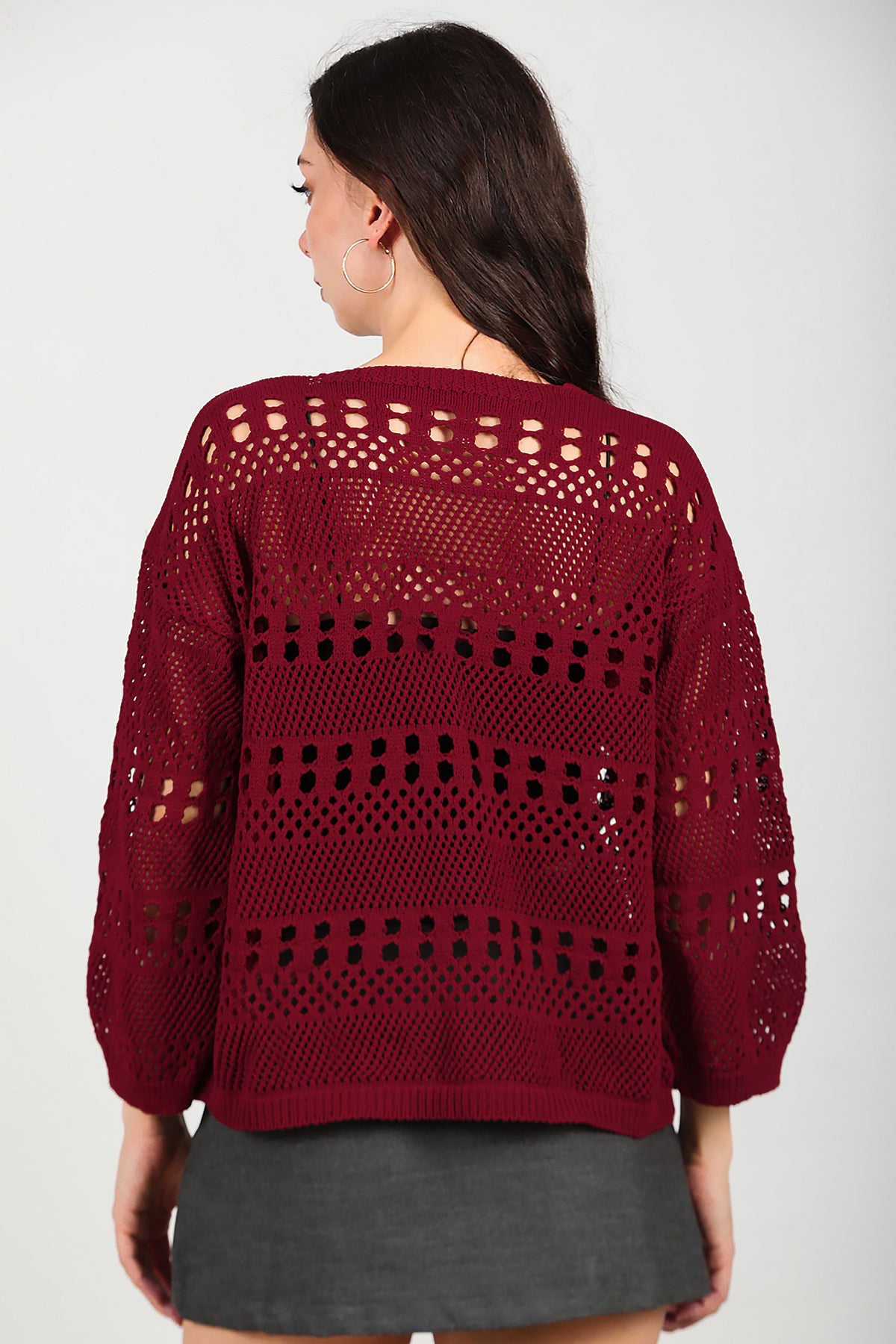 Kadın Önü Bağlamalı Hırka Bordo