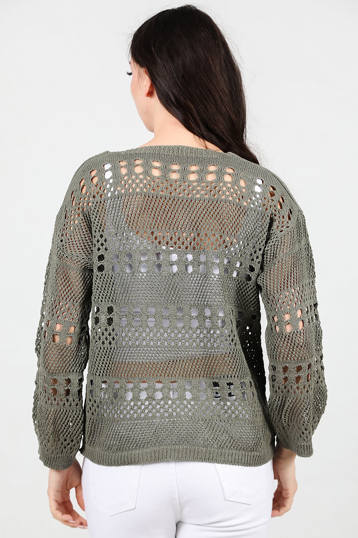 Kadın Önü Bağlamalı Hırka Haki