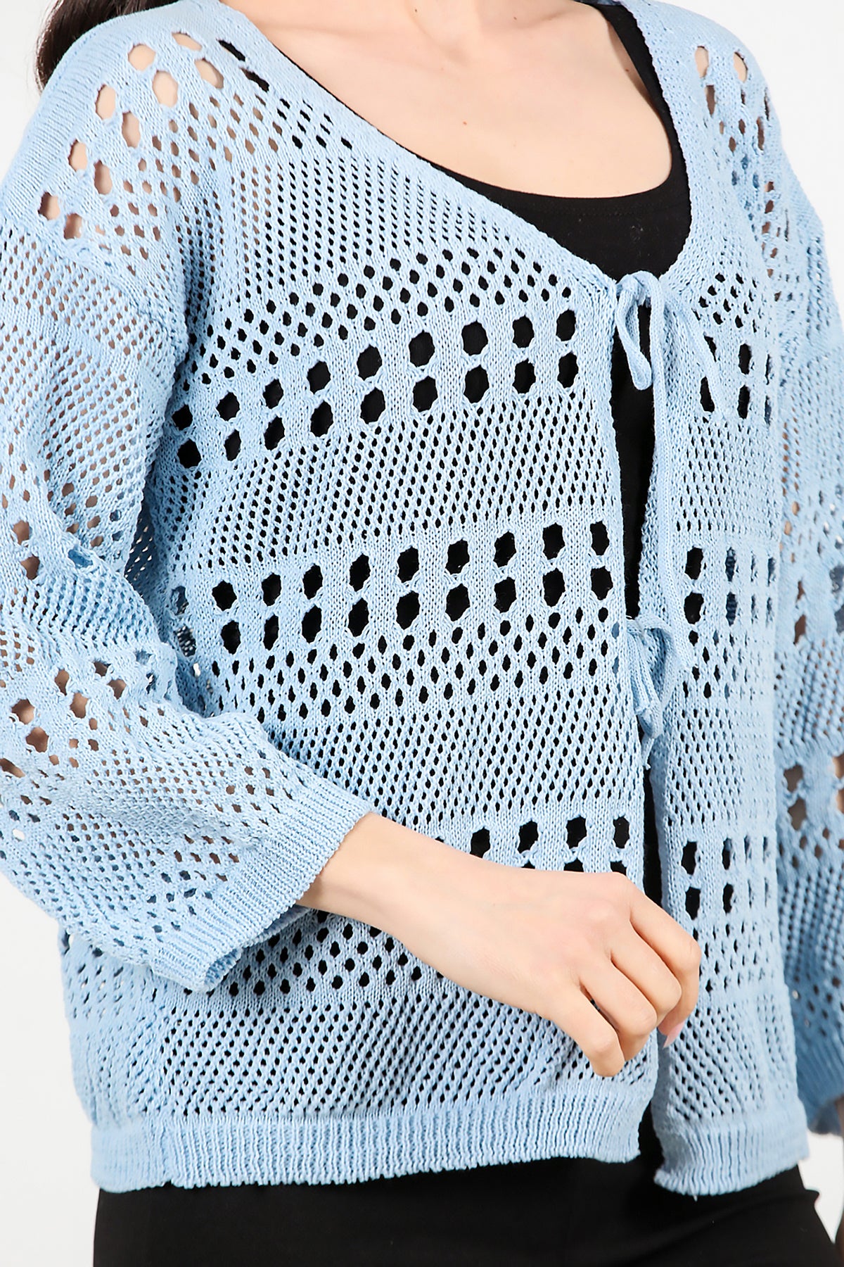 Kadın Önü Bağlamalı Hırka Mavi