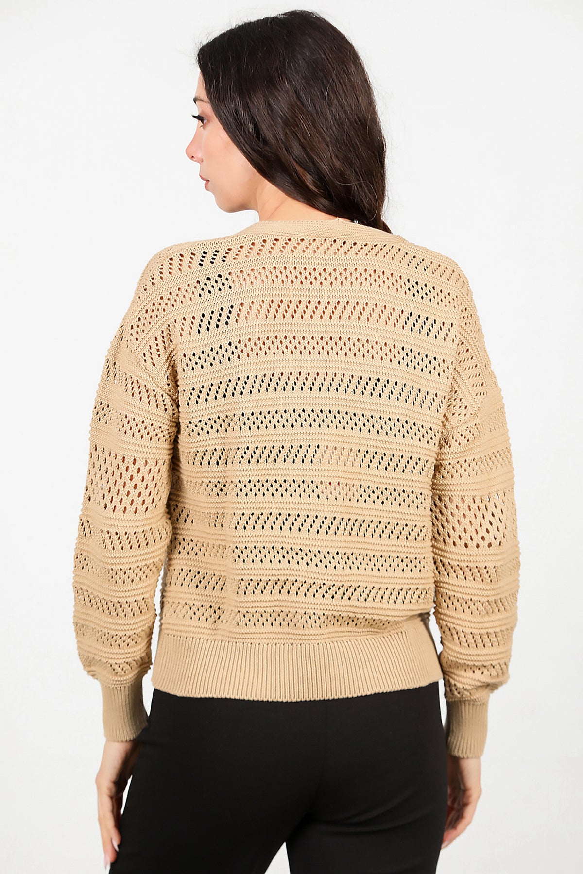 Kadın Ön Düğmeli Hırka Bej