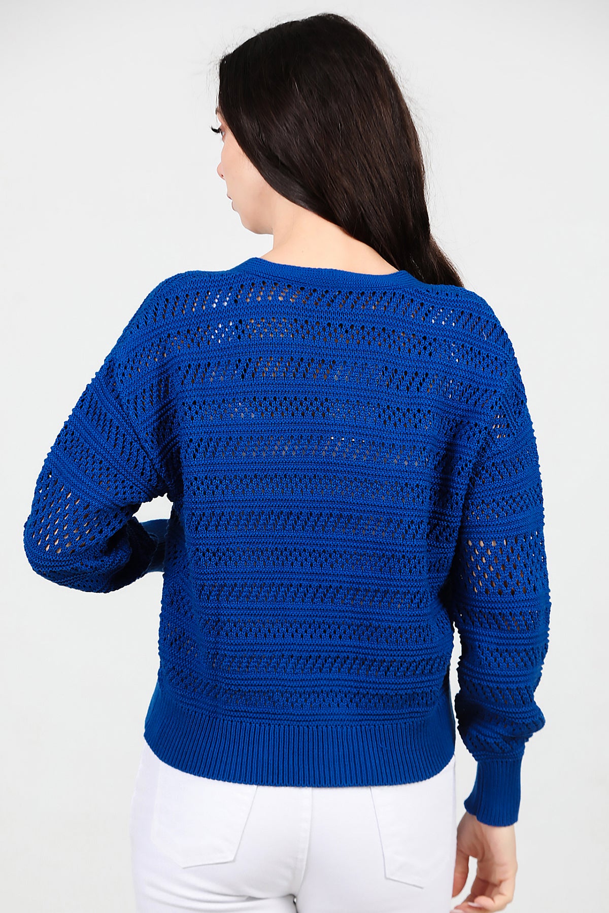 Kadın Ön Düğmeli Hırka Saks