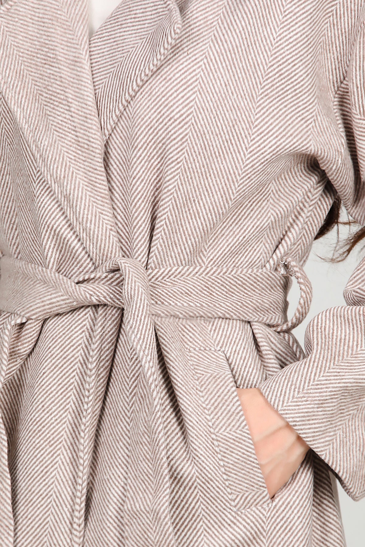 Kadın Uzun Kaşe Kaban Bej