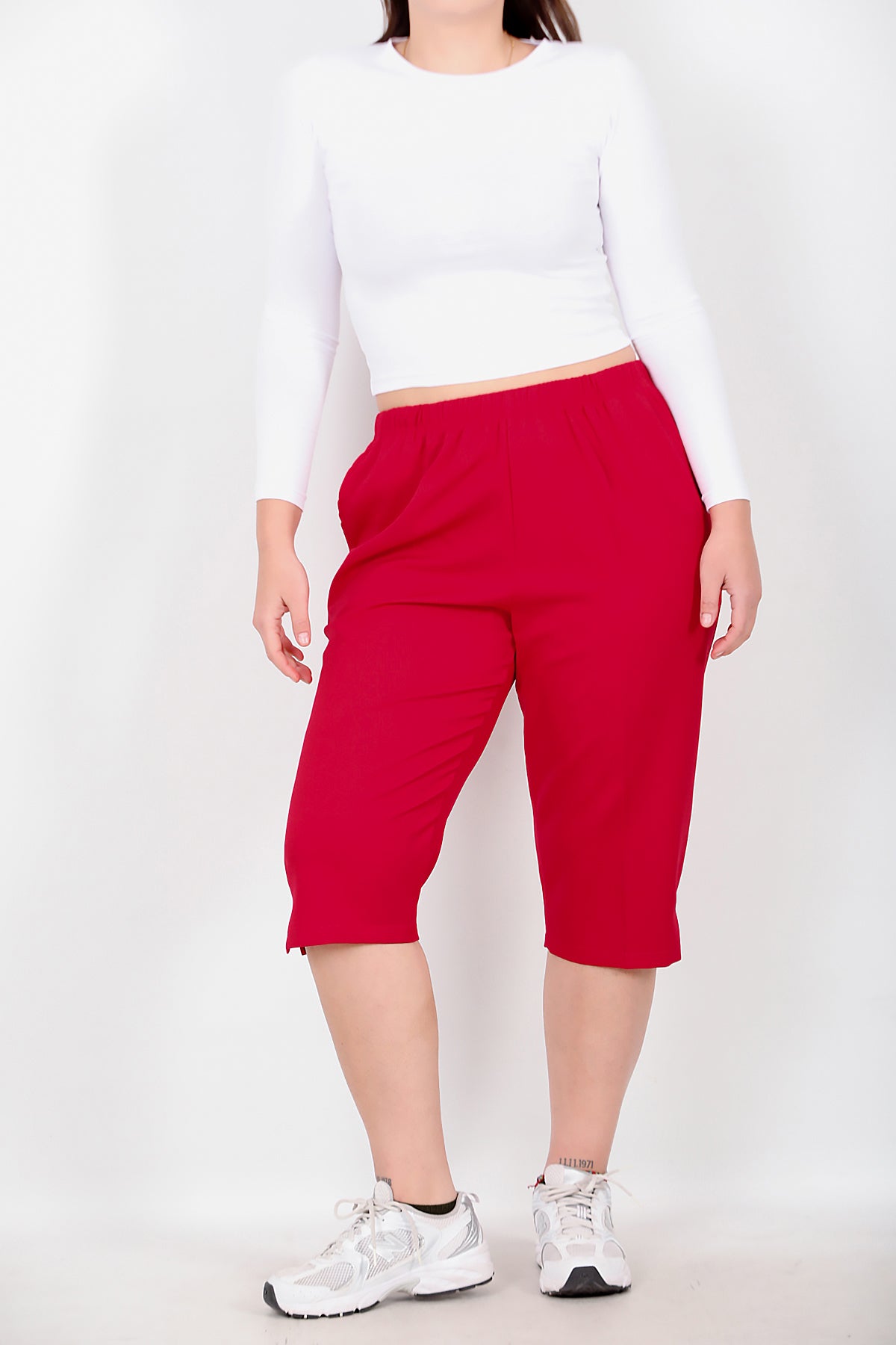 Büyük Beden Kapri Kırmızı