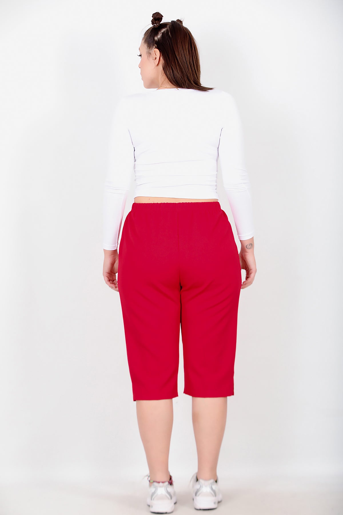 Büyük Beden Kapri Kırmızı