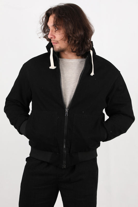 Jeanhood Erkek Kapşonlu Kot Mont Siyah