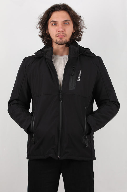 Nightfield Erkek Kapşonlu Mont Siyah