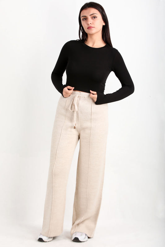 Formknit Kadın Triko Çimalı Pantolon Taş