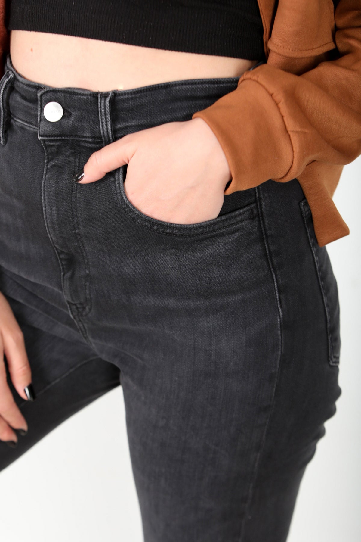Kadın Likralı Dar Paça Pantolon Siyah