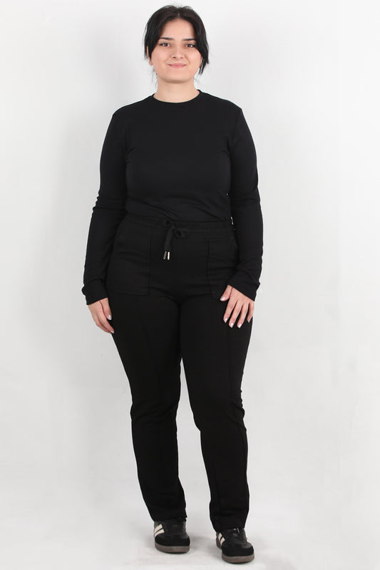 Structa Büyük Beden Cepli Çimalı Pantolon Siyah