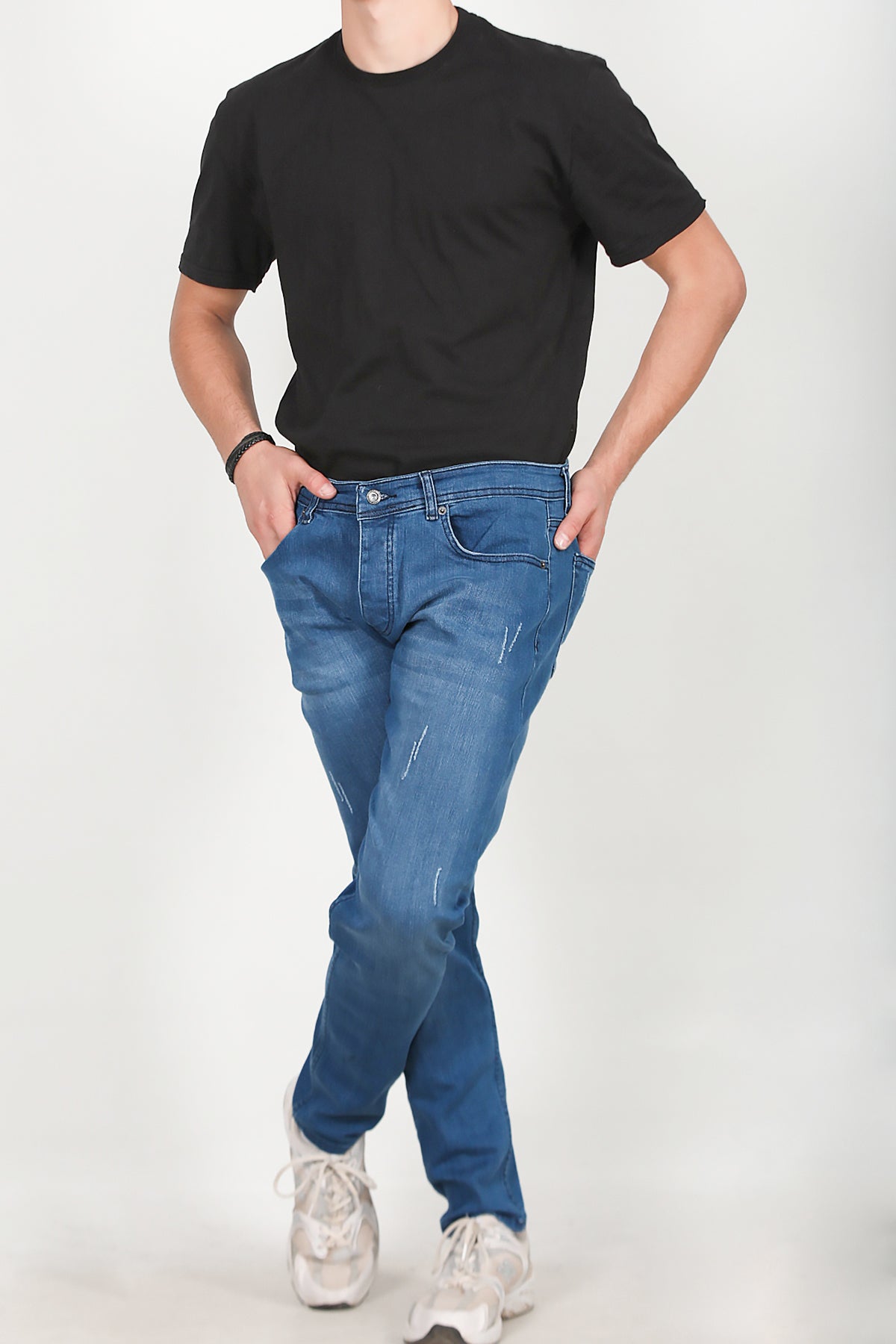 Erkek Tırnaklı Kot Pantolon Lacivert