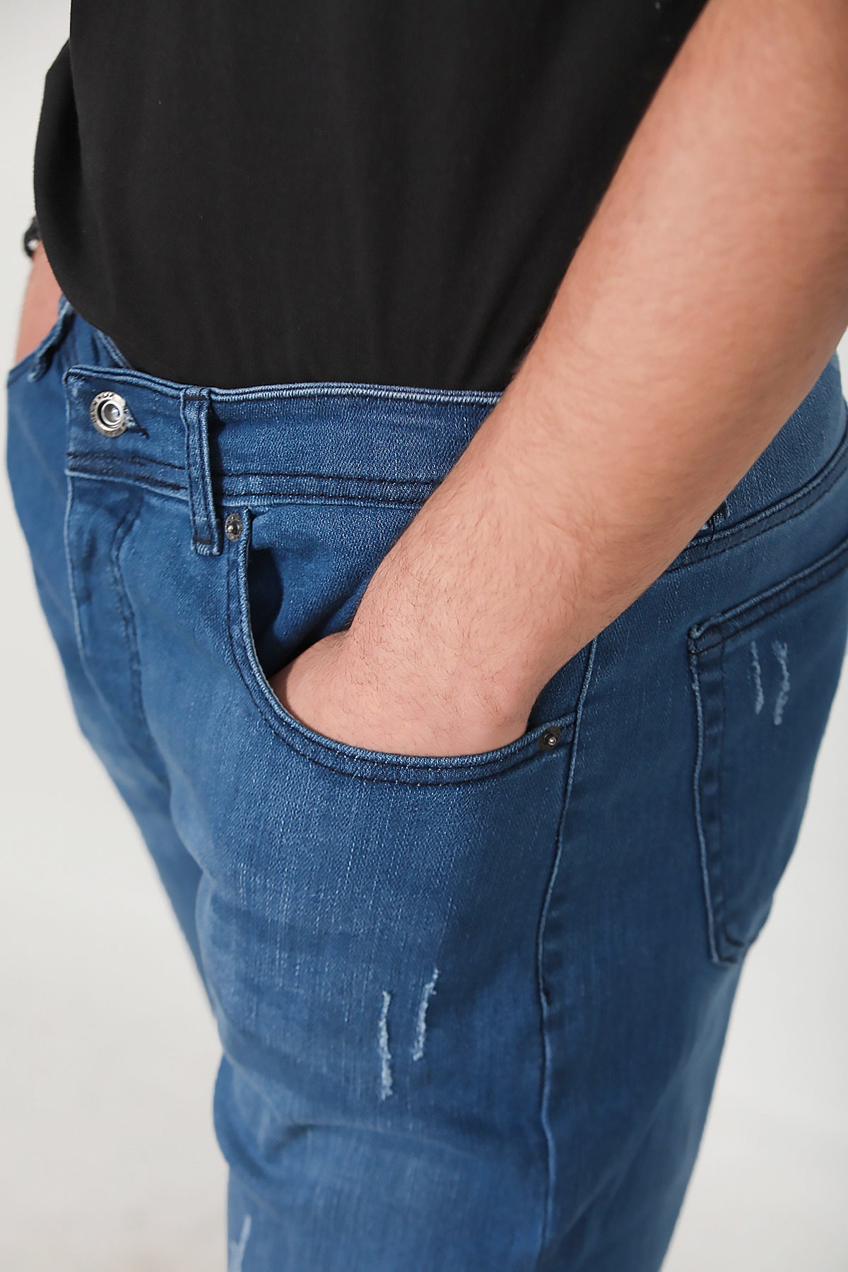 Erkek Tırnaklı Kot Pantolon Lacivert