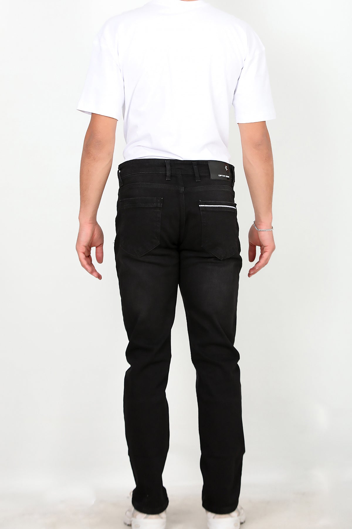 Erkek Yıkamalı Boru Paça Pantolon Siyah