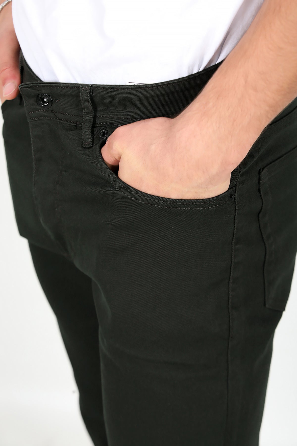 Erkek Boru Paça Kot Pantolon Haki