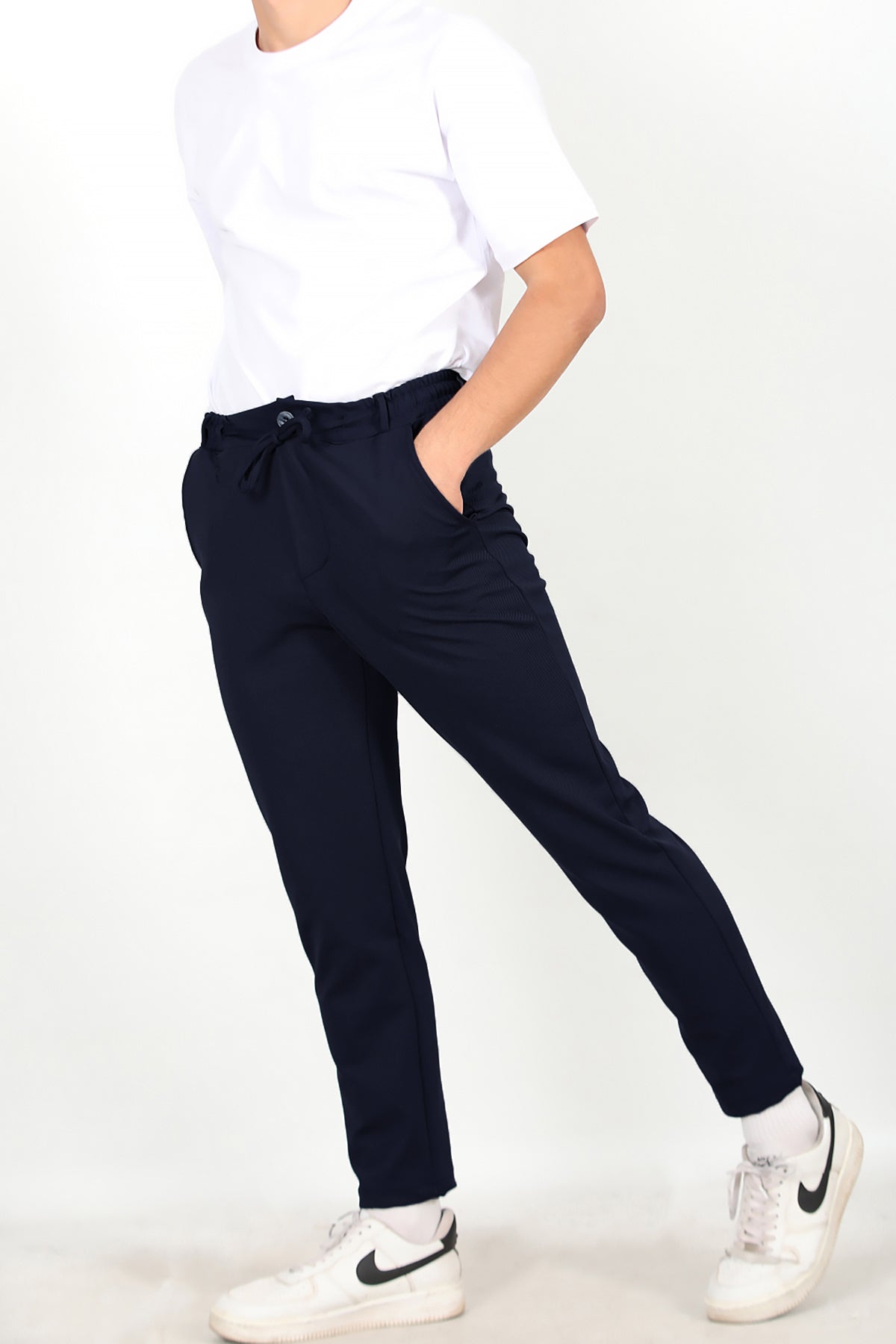 Erkek Düğmeli Jogger Pantolon Lacivert