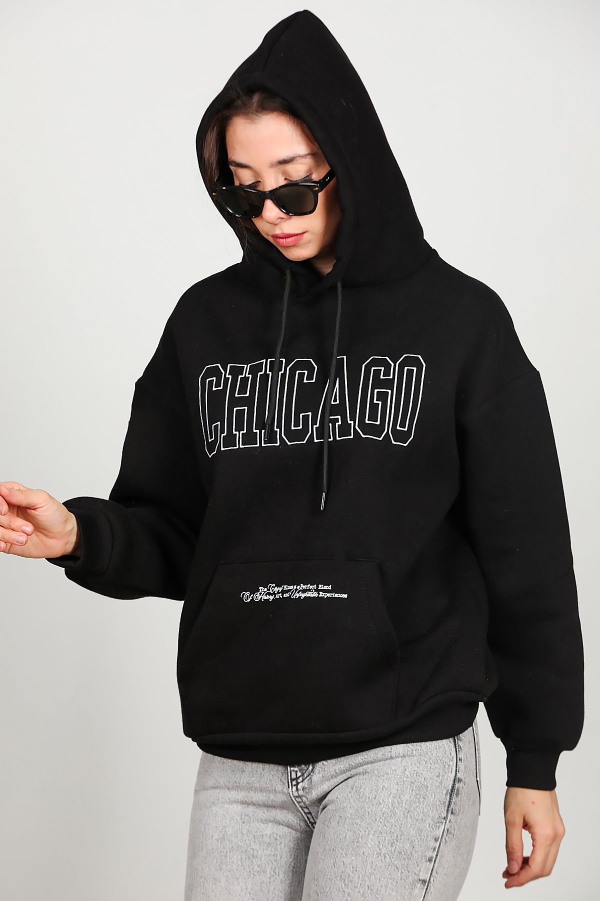 Kadın Kapüşonlu Sweat Siyah