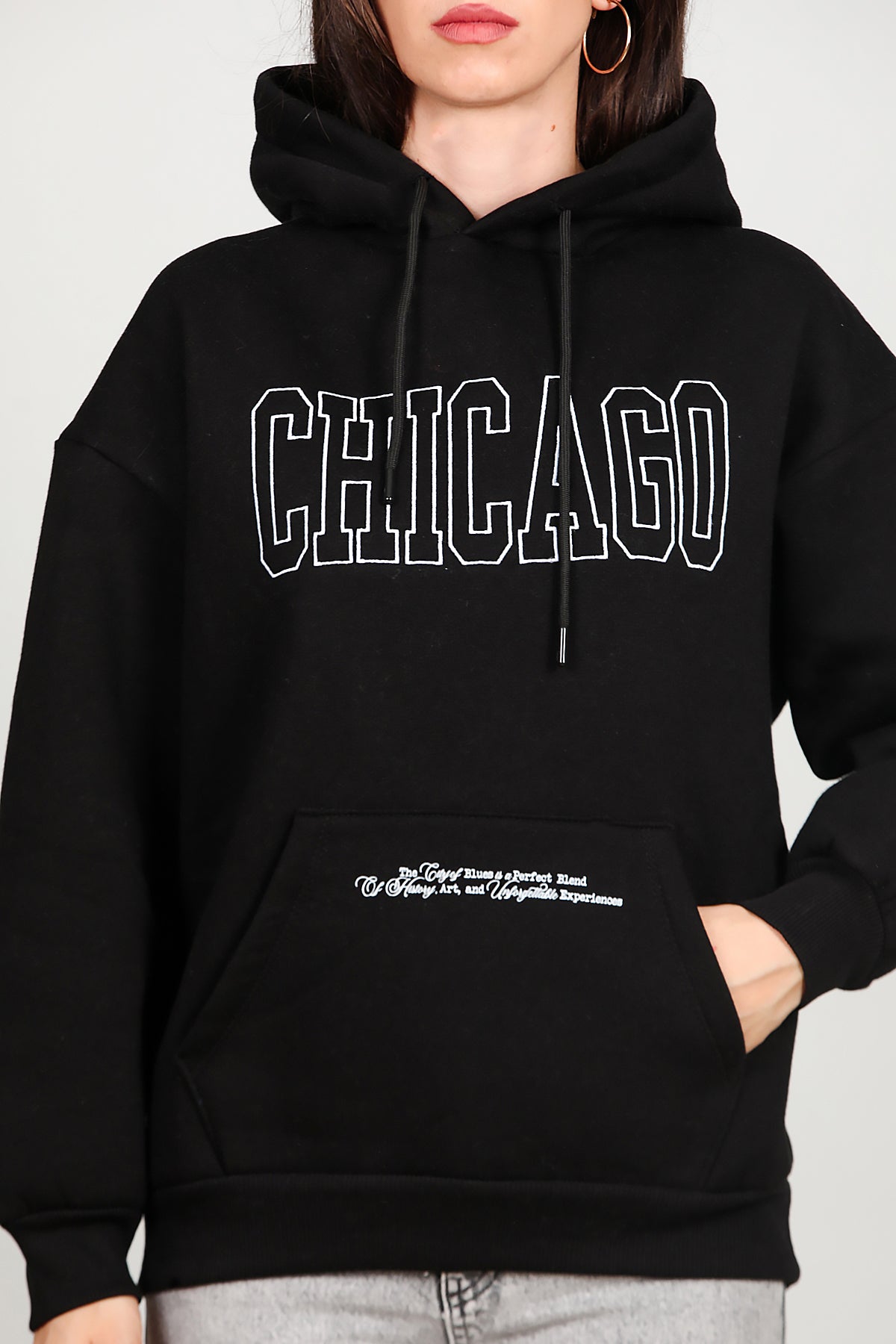 Kadın Kapüşonlu Sweat Siyah