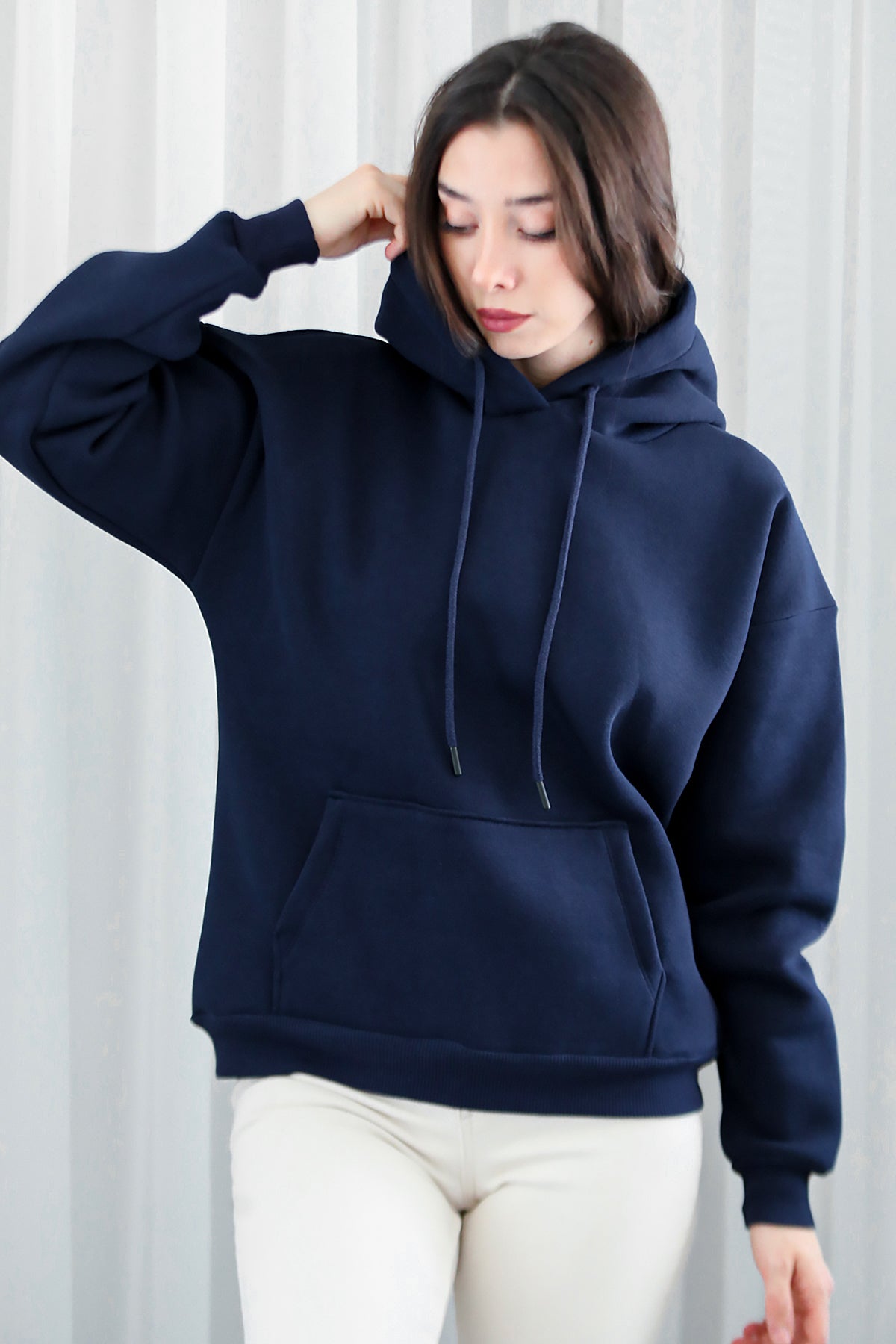 Kadın Kapşonlu Sweat Lacivert