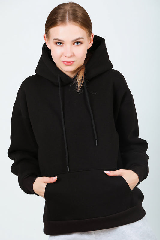 Kadın Kapşonlu Sweat Siyah