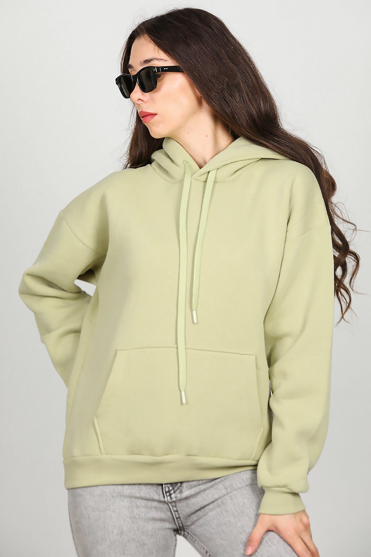 Kadın Kapşonlu Sweat Yeşil