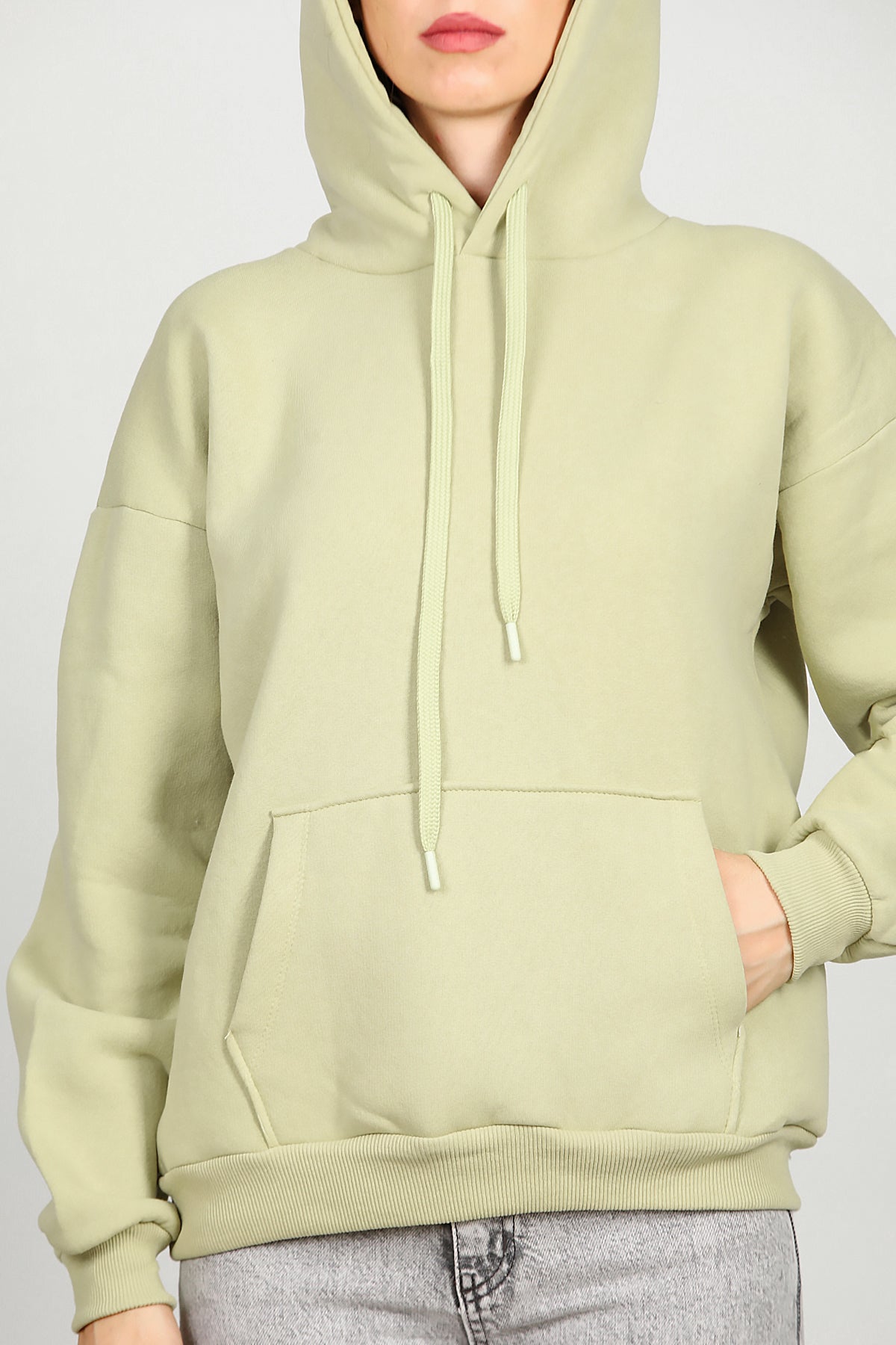 Kadın Kapşonlu Sweat Yeşil