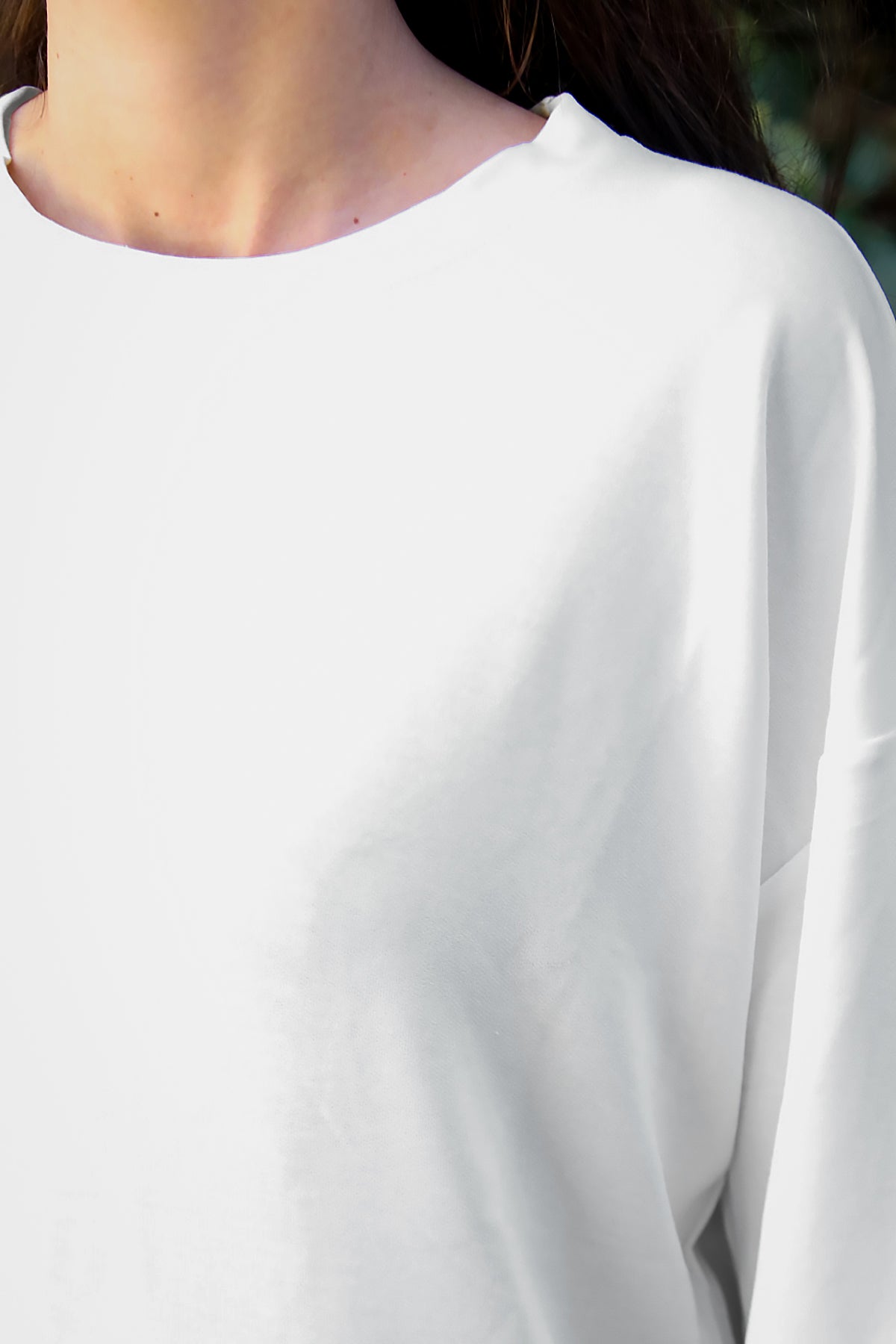 Kadın Oversize Bisiklet Yaka Sweat Ekru