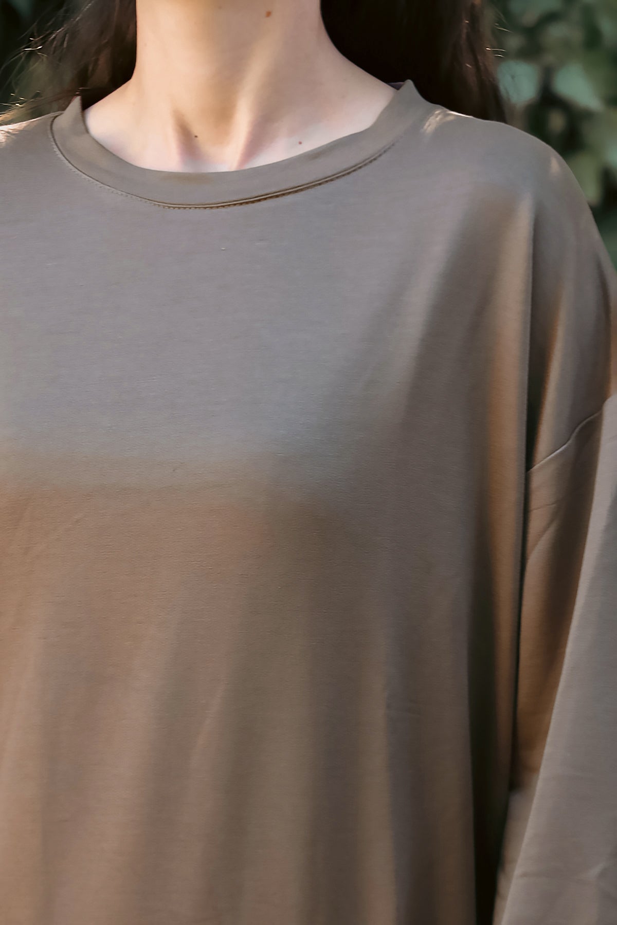 Kadın Oversize Bisiklet Yaka Sweat Kahverengi