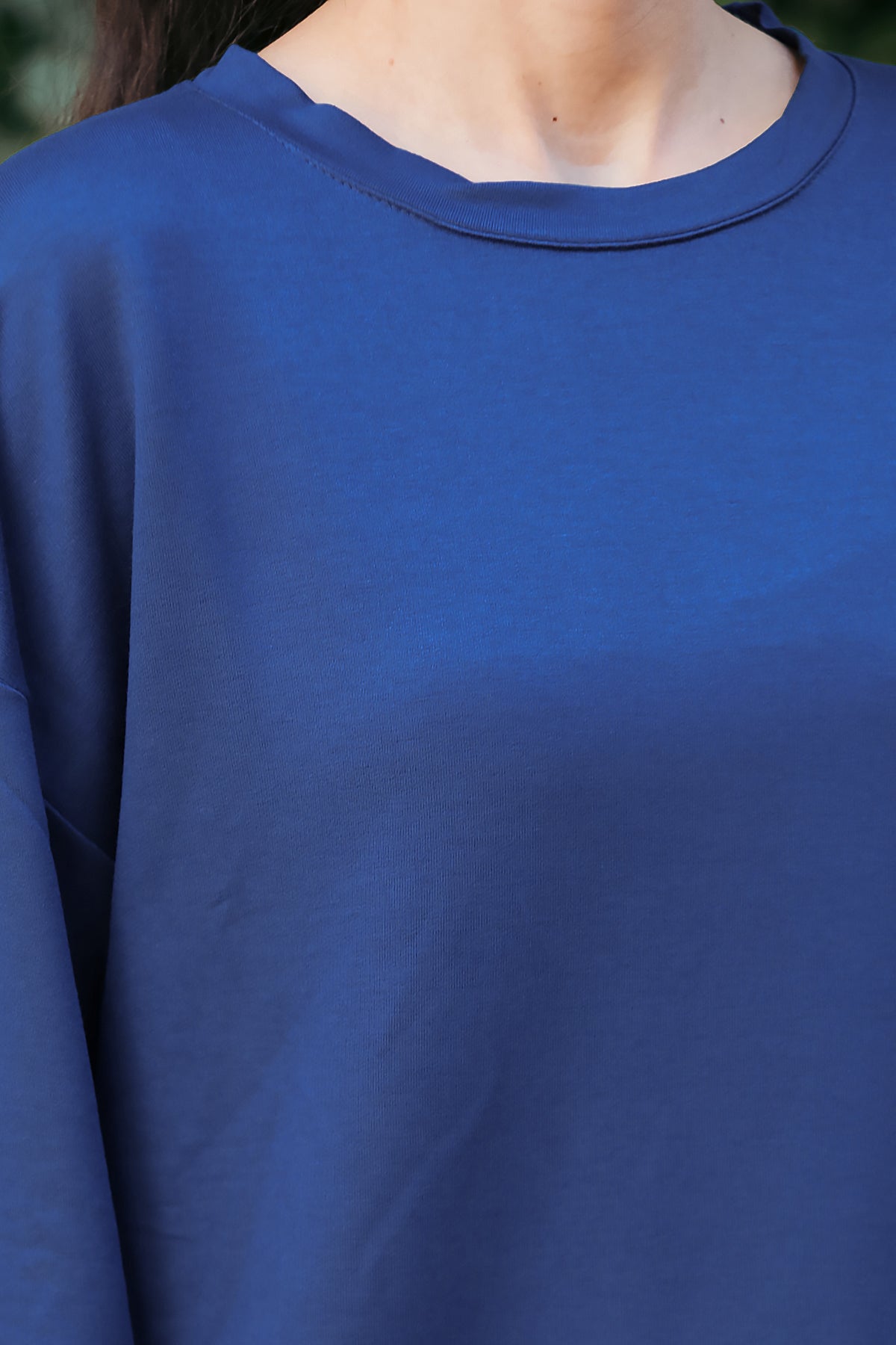 Kadın Oversize Bisiklet Yaka Sweat Lacivert