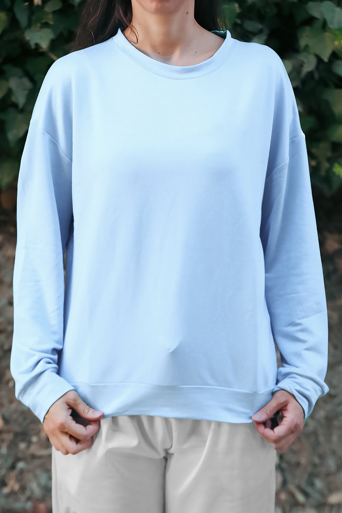 Kadın Oversize Bisiklet Yaka Sweat Mavi