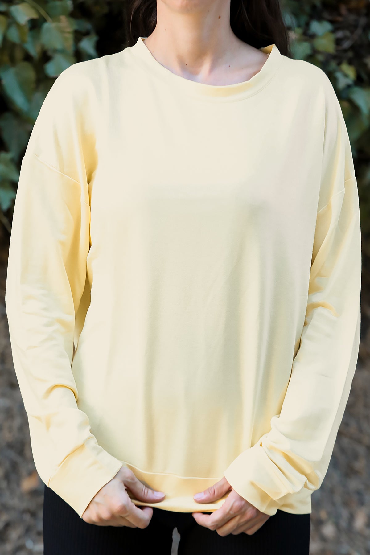 Kadın Oversize Bisiklet Yaka Sweat Sarı