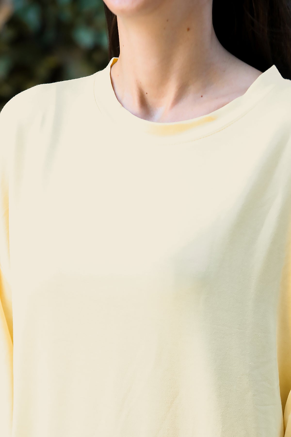 Kadın Oversize Bisiklet Yaka Sweat Sarı