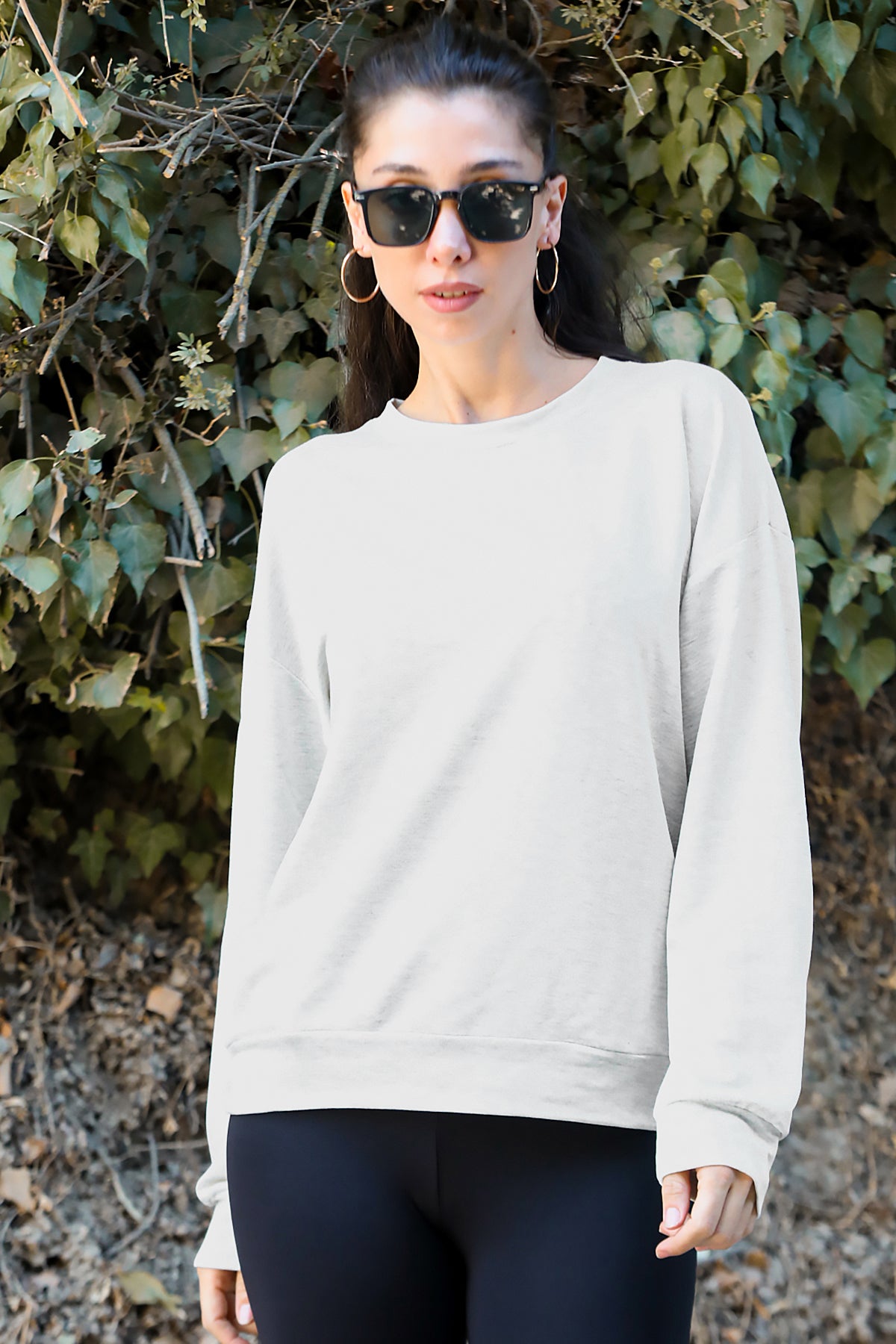 Kadın Oversize Bisiklet Yaka Sweat Taş