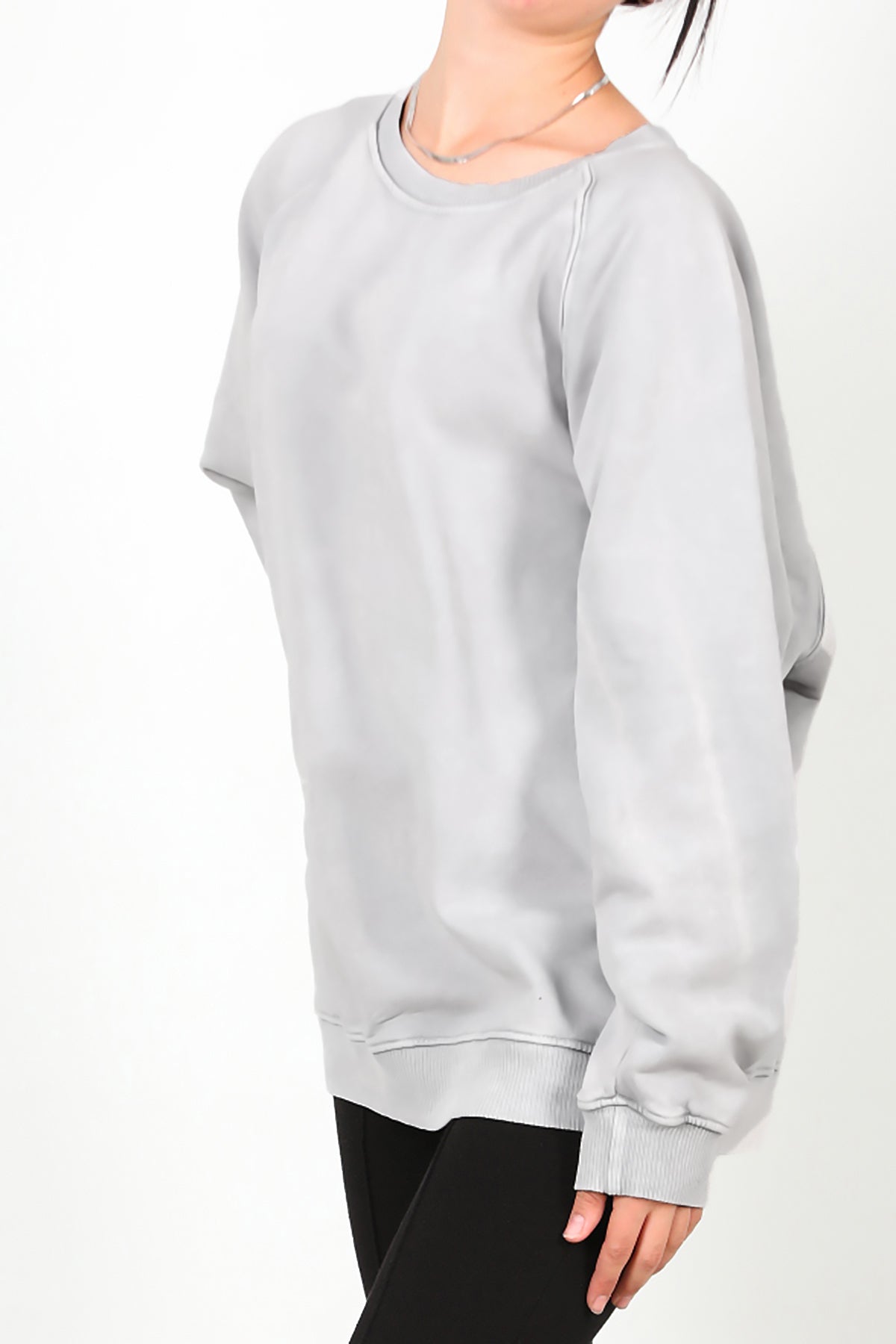 Kadın Reglon Kol Oversize Bisiklet Yaka Sweat Gri