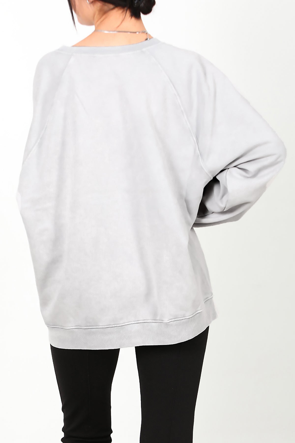 Kadın Reglon Kol Oversize Bisiklet Yaka Sweat Gri