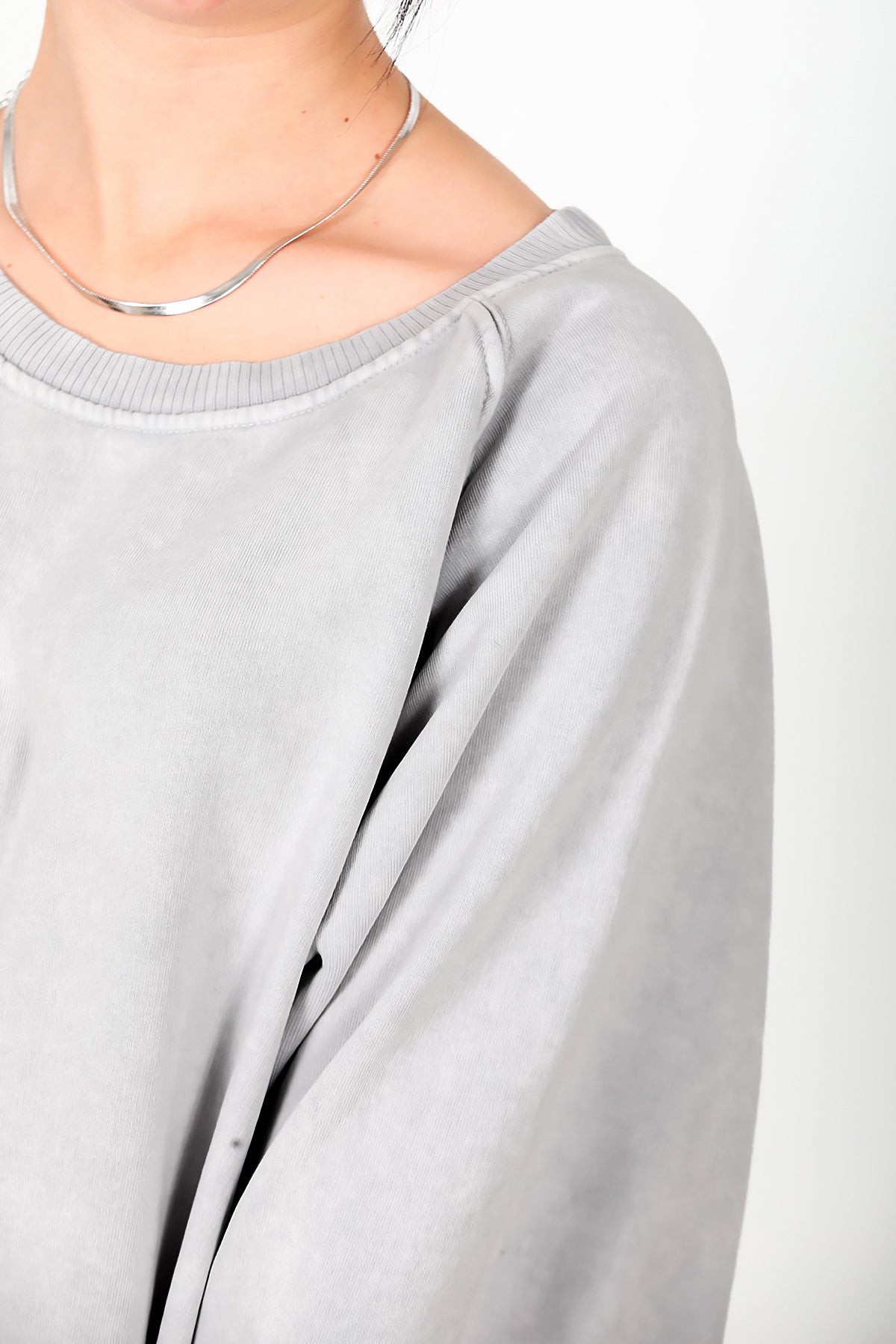 Kadın Reglon Kol Oversize Bisiklet Yaka Sweat Gri