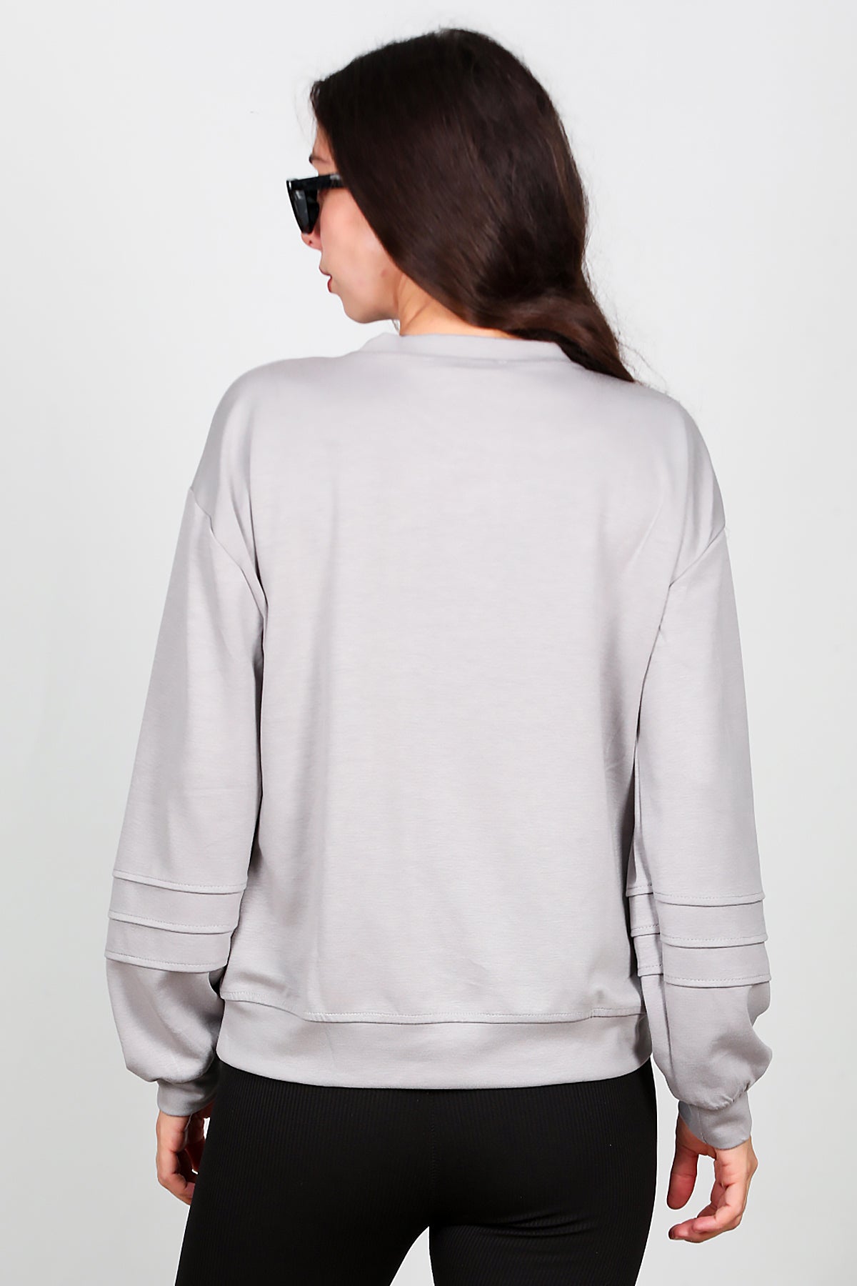 Kadın Önü Üç Dikişli Sweat Gri