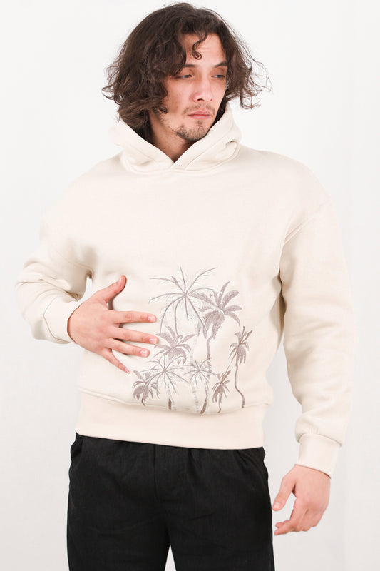 Palmor Erkek Palmiye Nakışlı Sweat Taş