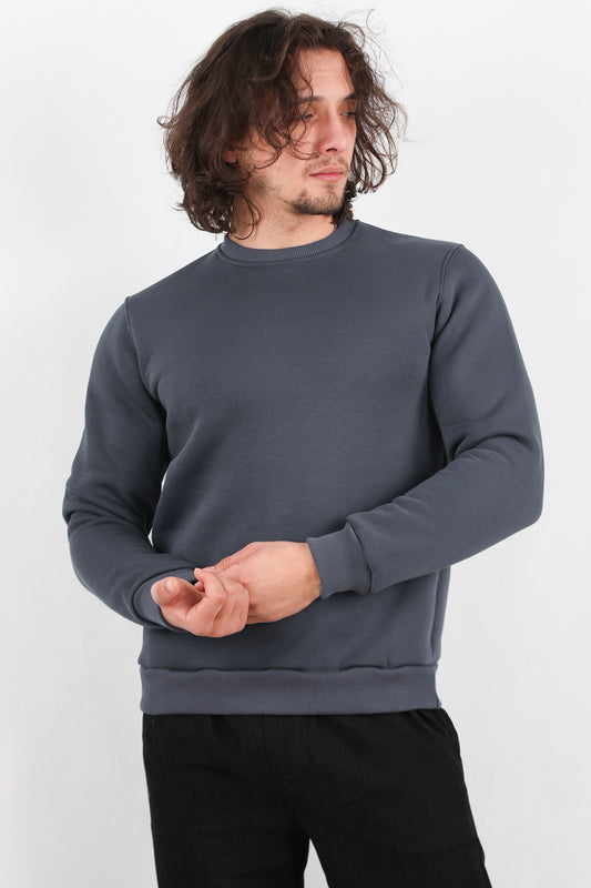 Flexor Erkek Bisiklet Yaka Sweat Füme