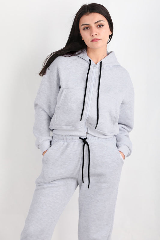 Ziploom Kadın 3iplik Fermuarlı Sweat Gri