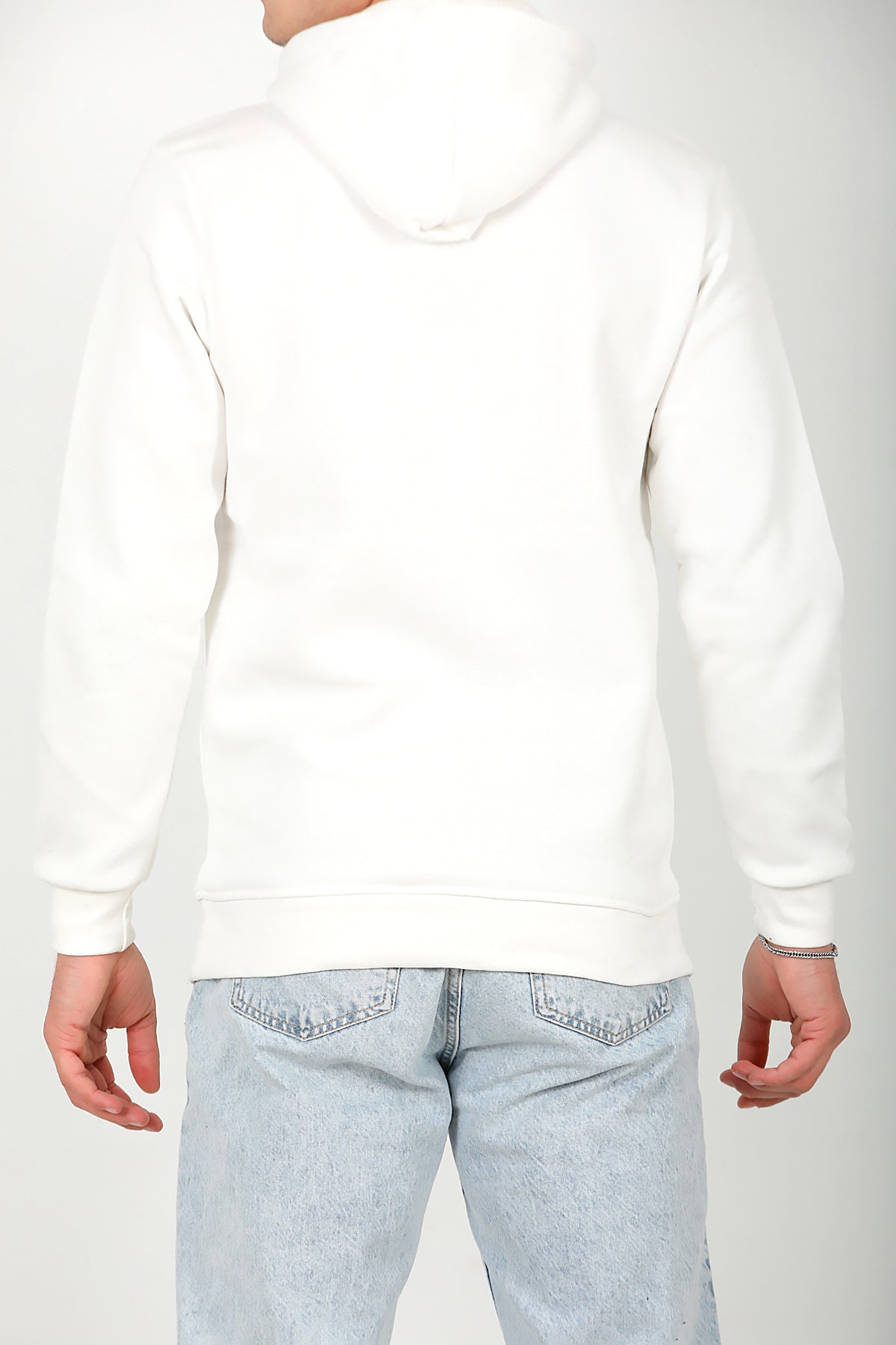 Erkek Kapşonlu Sweat Ekru