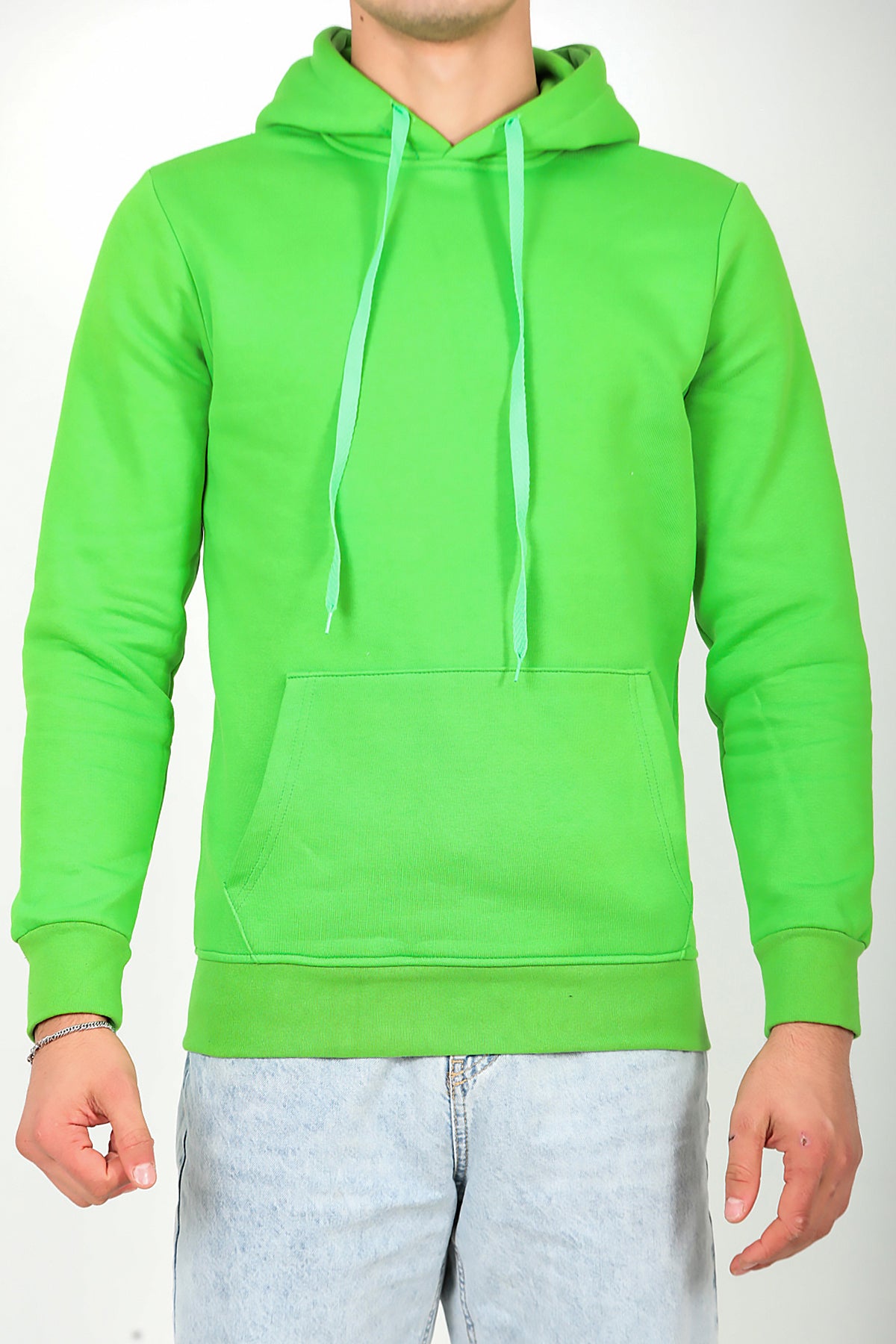 Erkek Kapşonlu Sweat Yeşil