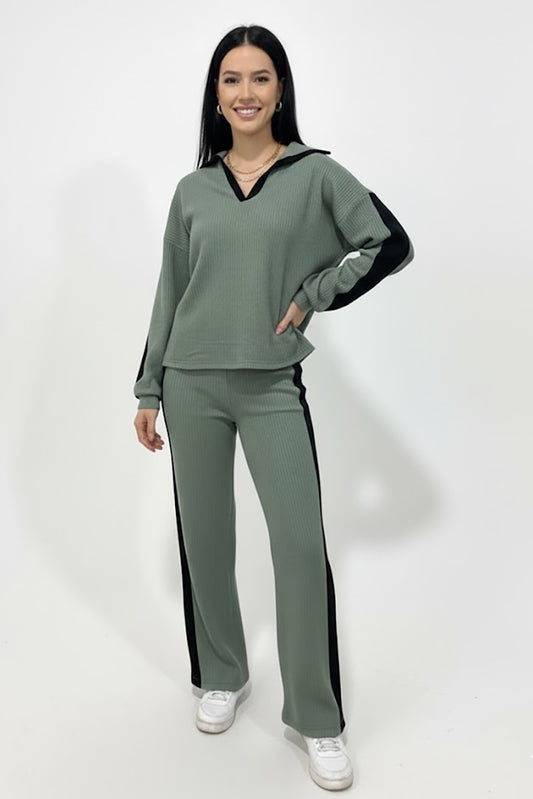 Vestra Kadın Garnili Önü V Yakalı Takım Yeşil